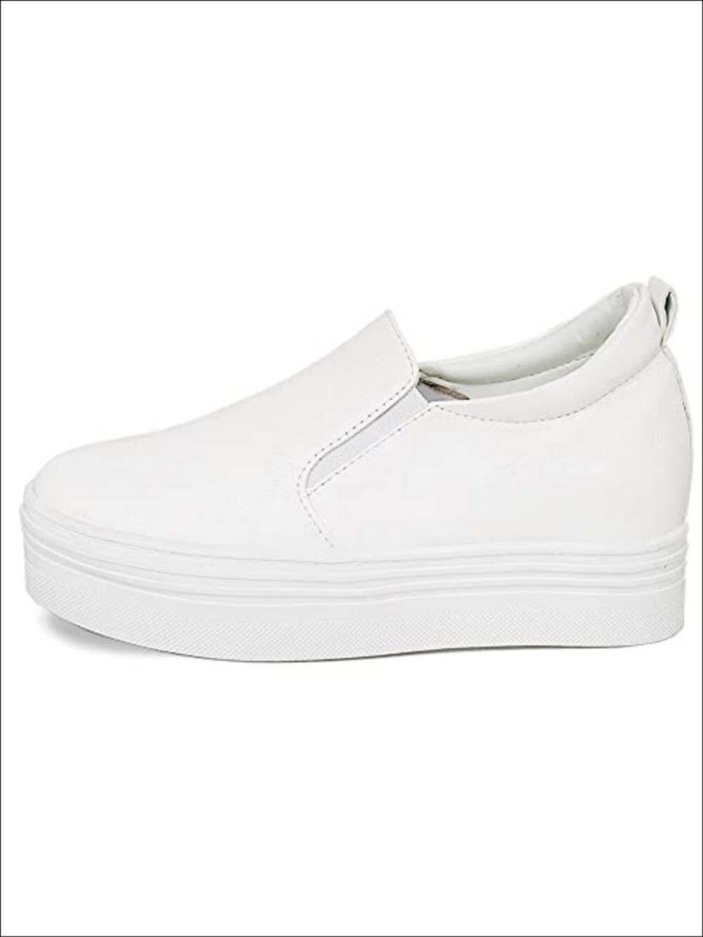 Faux Leather Platform Wedge Sneakers Slip On Casual Shoes